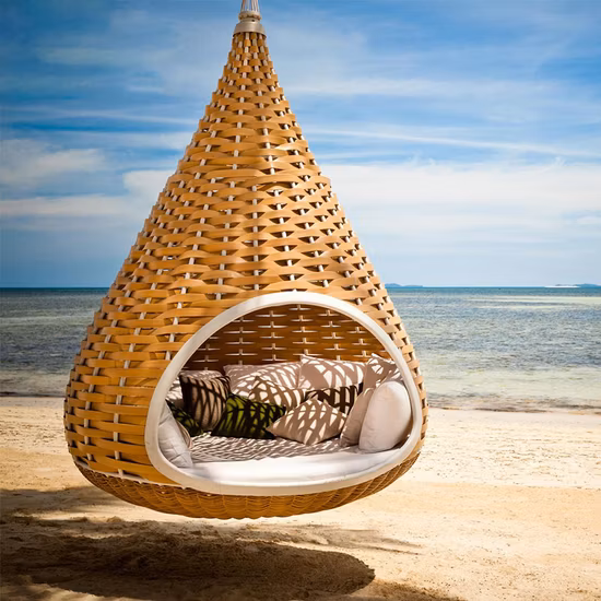 Outdoor-Rattan-Schaukelstuhl, Vogelnest-Hängekorb, Schaukelstuhl